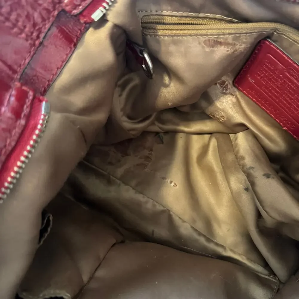 Coach Poppy Patent Leather Shoulder Bag Red